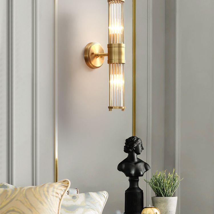Moderni sylinterimäinen seinävalaisin - Style Moderne Doré En Métal Et Verre (Metalli ja veri)