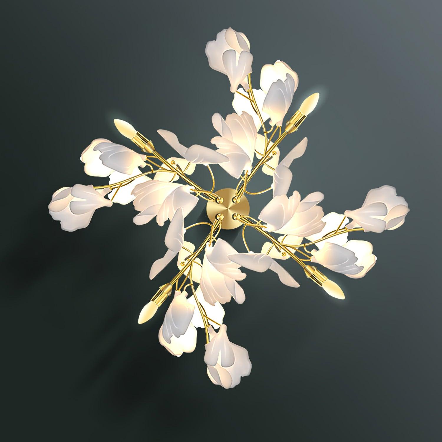 Florale Wandleuchte - Goldene Eleganz & sanftes Licht