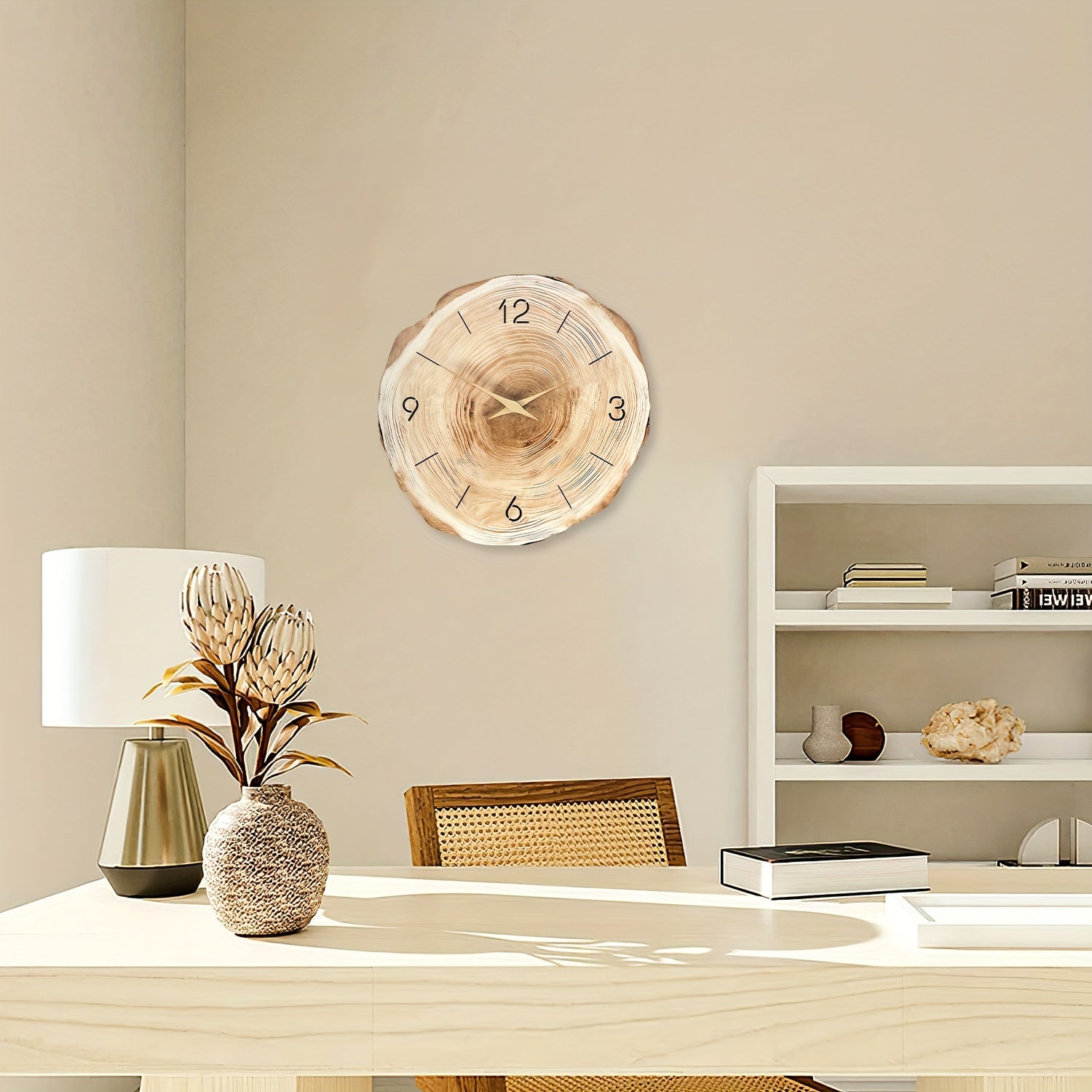 Tyst Väggklocka – Realistisk Textur Och Elegant Design