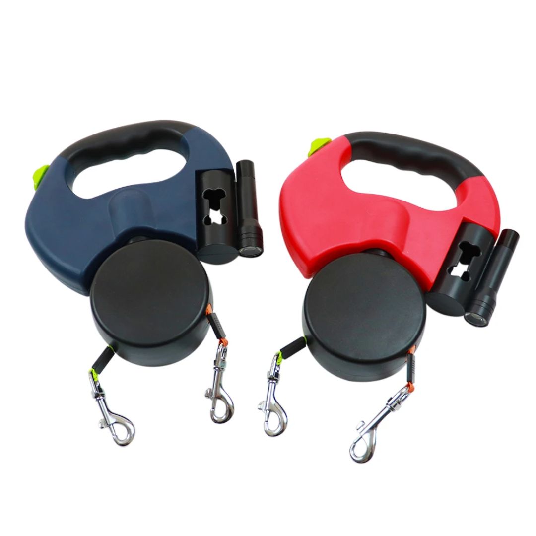 Lassie Doppelter Rückzug für Hunde – Mit LED-Lampe und Beutelspender