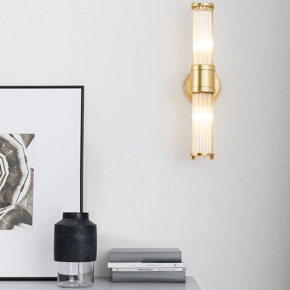 Moderni sylinterimäinen seinävalaisin - Style Moderne Doré En Métal Et Verre (Metalli ja veri)