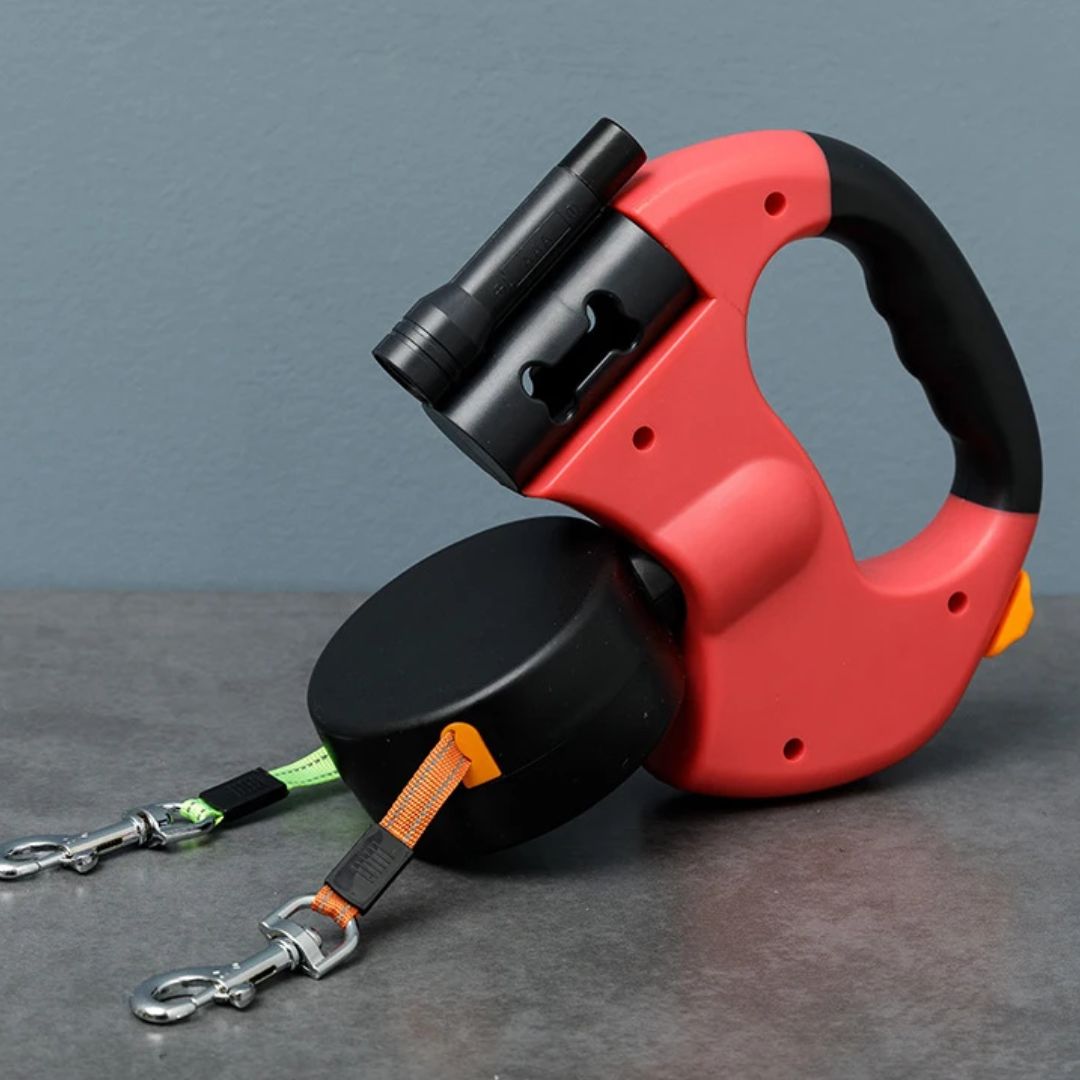 Lassie Doppelter Rückzug für Hunde – Mit LED-Lampe und Beutelspender