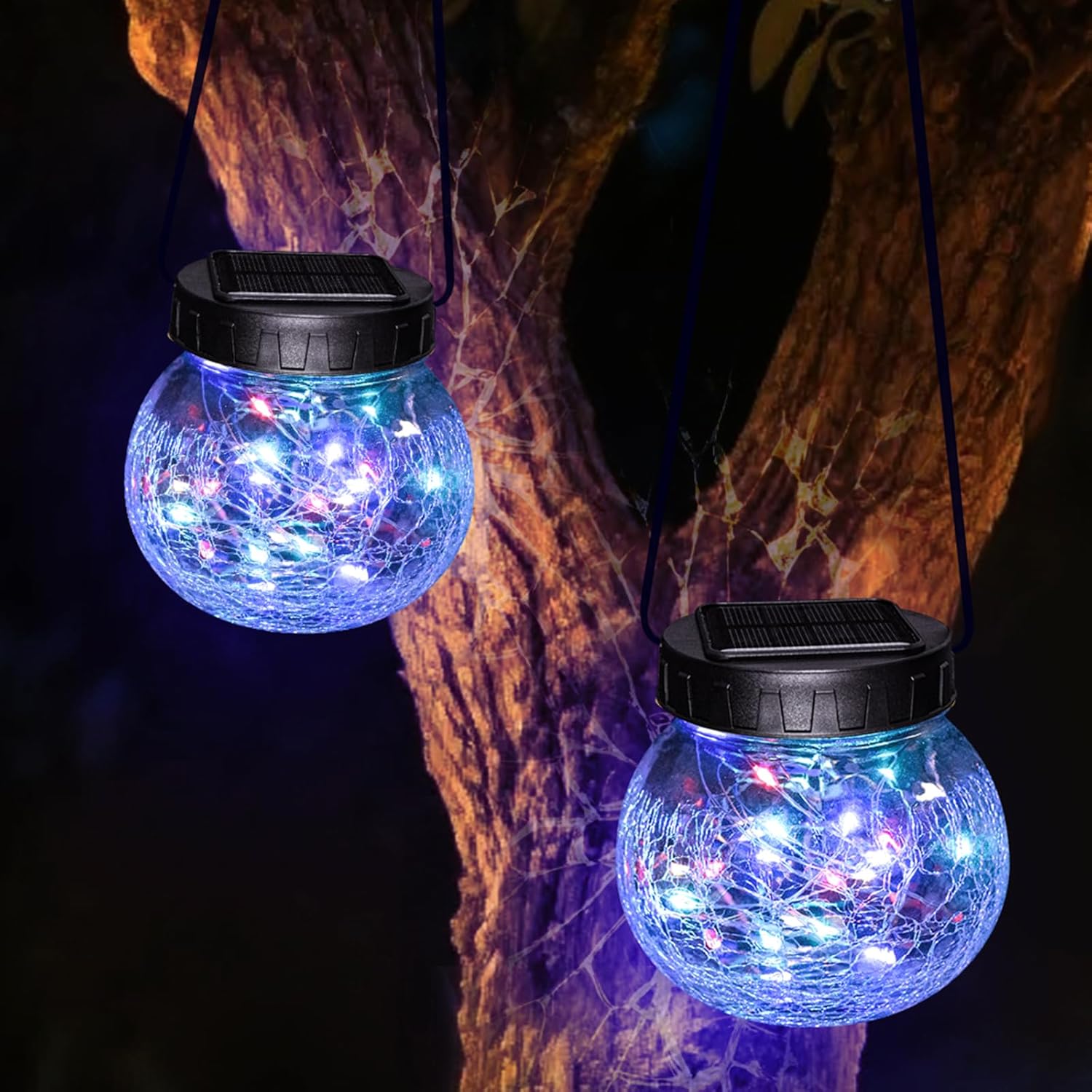 吊るす太陽光ランタン — クラックガラスのエレガンス