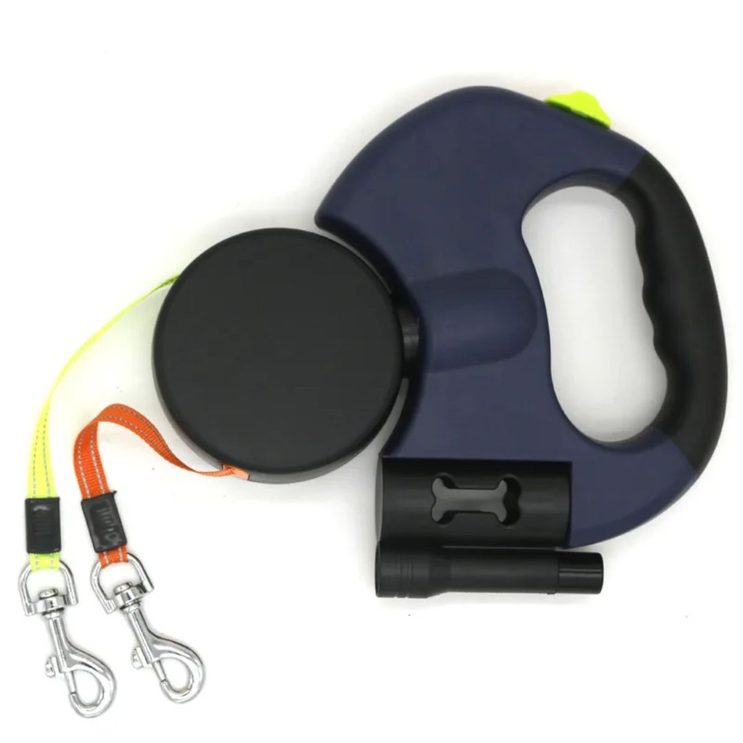 Lassie Doppelter Rückzug für Hunde – Mit LED-Lampe und Beutelspender