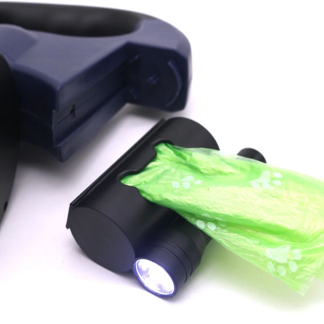 Lassie Doppelter Rückzug für Hunde – Mit LED-Lampe und Beutelspender