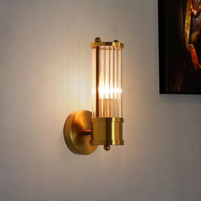 Moderni sylinterimäinen seinävalaisin - Style Moderne Doré En Métal Et Verre (Metalli ja veri)