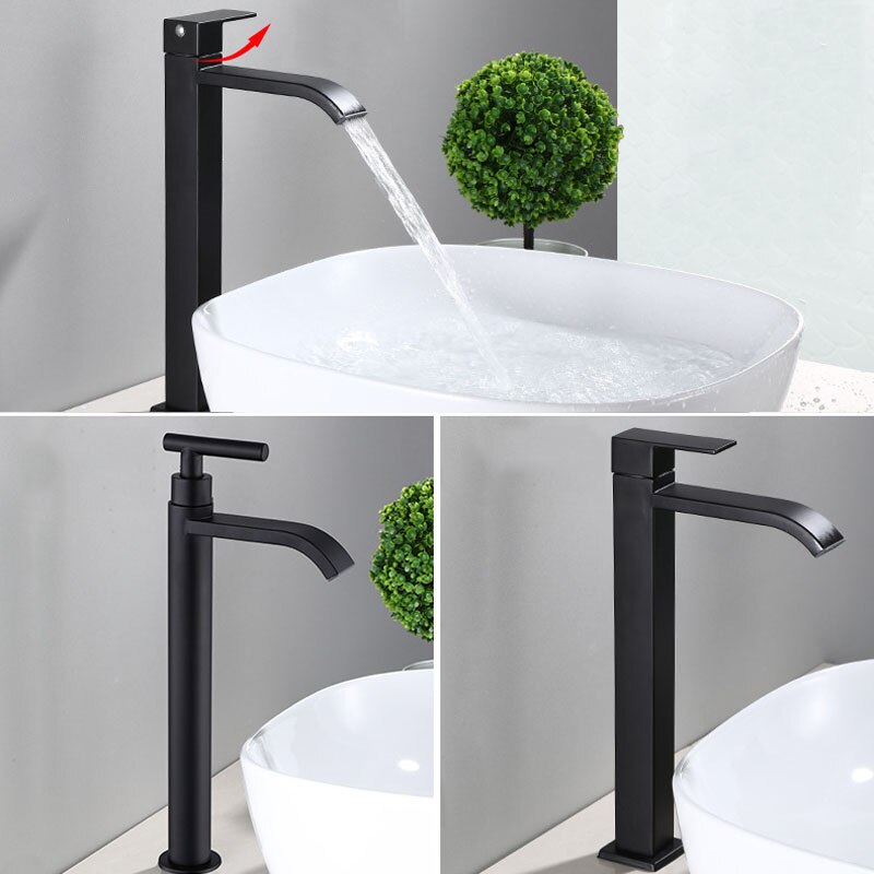 Hochstehender Waschtischarmatur – Elegante matte schwarze Ausführung
