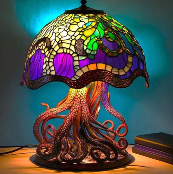 Lâmpada de Vitral Aconchegante – Luz Suave e Ambiente Aconchegante