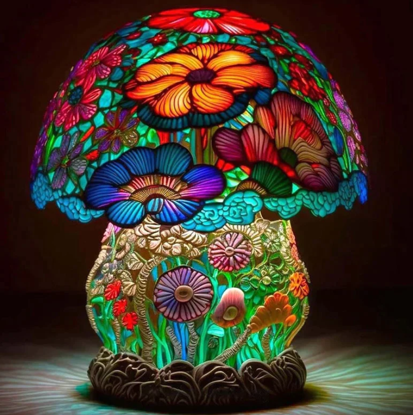 Lâmpada de Vitral Aconchegante – Luz Suave e Ambiente Aconchegante 