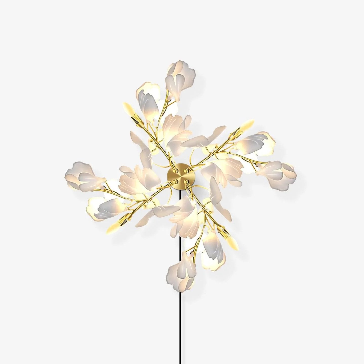 Florale Wandleuchte - Goldene Eleganz & sanftes Licht