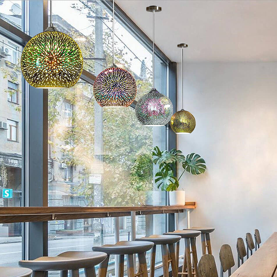 Moderne hengende lampe med fyrverkeri-effekt – visuell glans og trendy design 