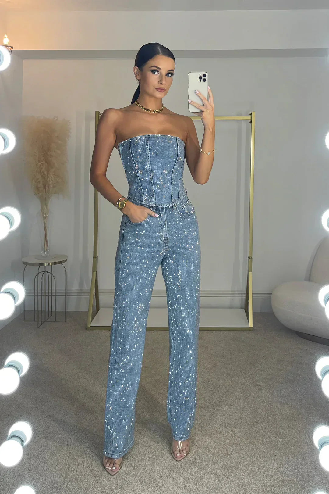 Ginia | Lange Bustier Jumpsuit – Glamour en Distinctie 
