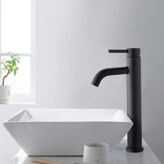 Hochstehender Waschtischarmatur – Elegante matte schwarze Ausführung 