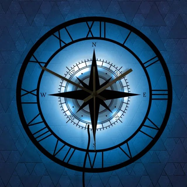 Relógio de Parede Bússola Náutica – Toque Decorativo Chique e Funcional 