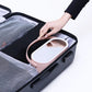 Travel makeup organizer with integrated LED mirror 